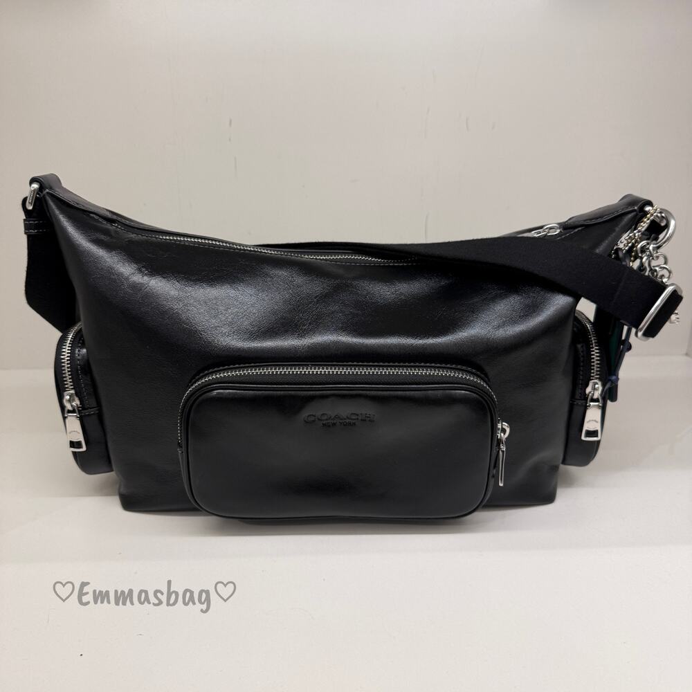 NWT Coach Finn Crossbody Bag With Pockets And Charms CDY58 Silver/Black